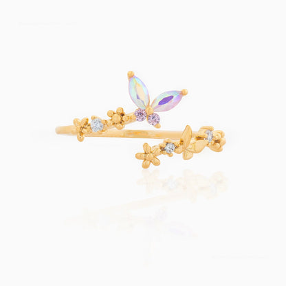 Women's Fashion Gradient Butterfly Opening Female Personality Trendy Rings