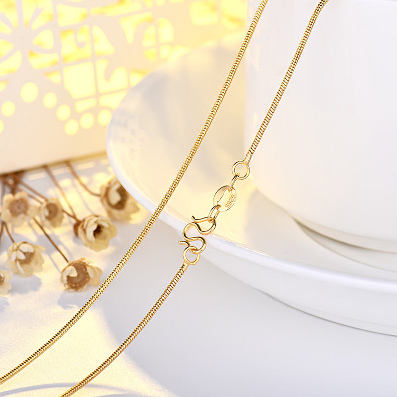 Sterling Sier Box Chain O-shaped Water Necklaces