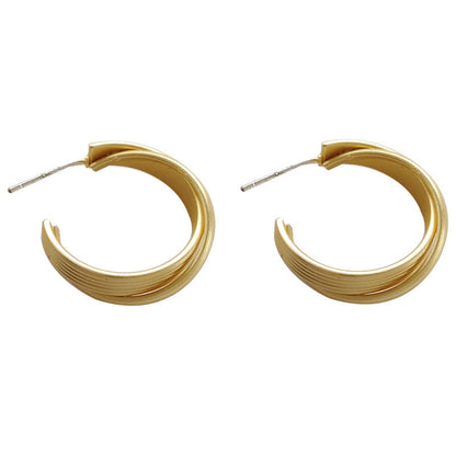 Gold Word Ear Simple Graceful Matte Rings