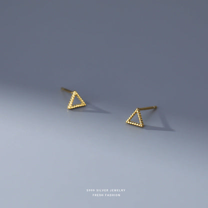 Women's Hollow Geometry Small Ear Simple Niche Design Light Rings