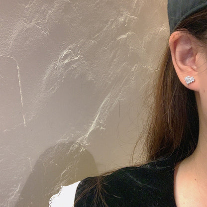 Set Love Heart French Entry Lux High-grade Earrings