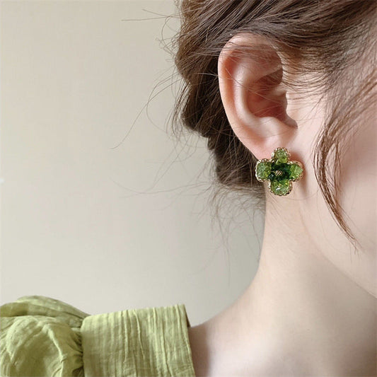 Crystal Flowers Female Niche Retro Personality Earrings