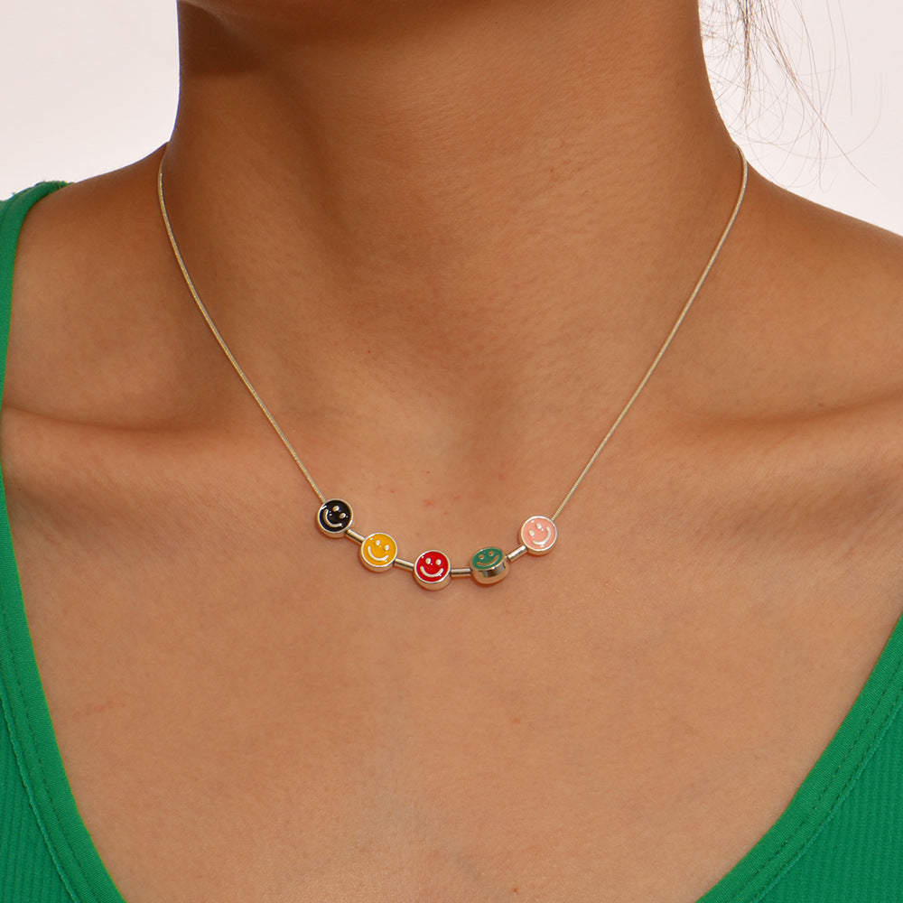 Fashion Dripping Smiley Face Multicolor Personalized Necklaces