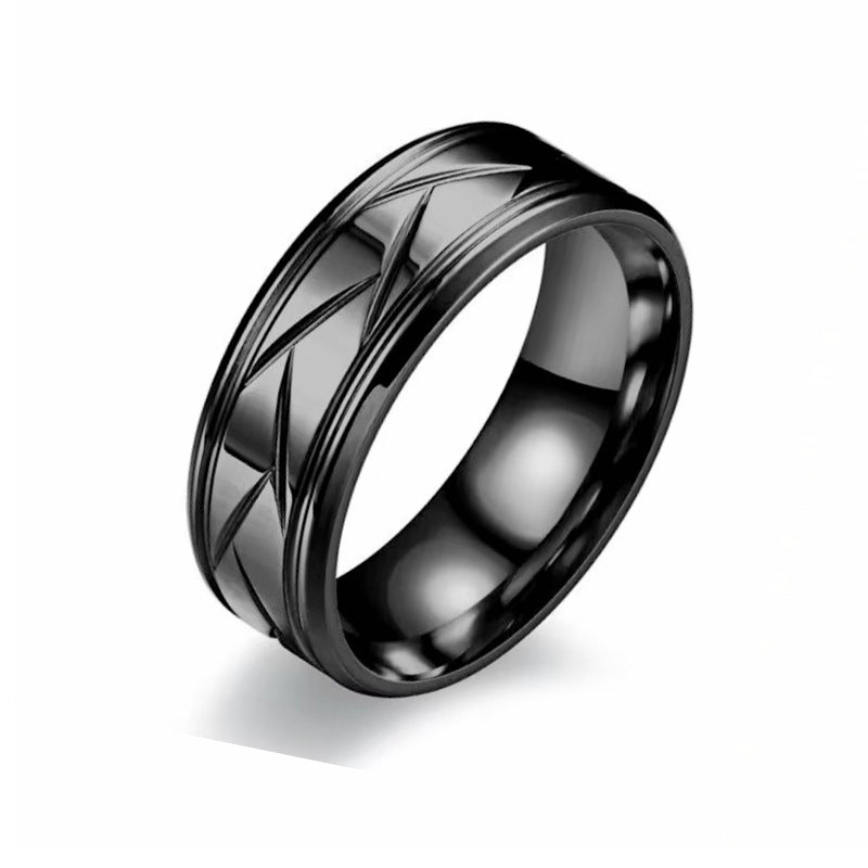 Men's Titanium Steel Frosted Temperament Leisure Business Style Rings