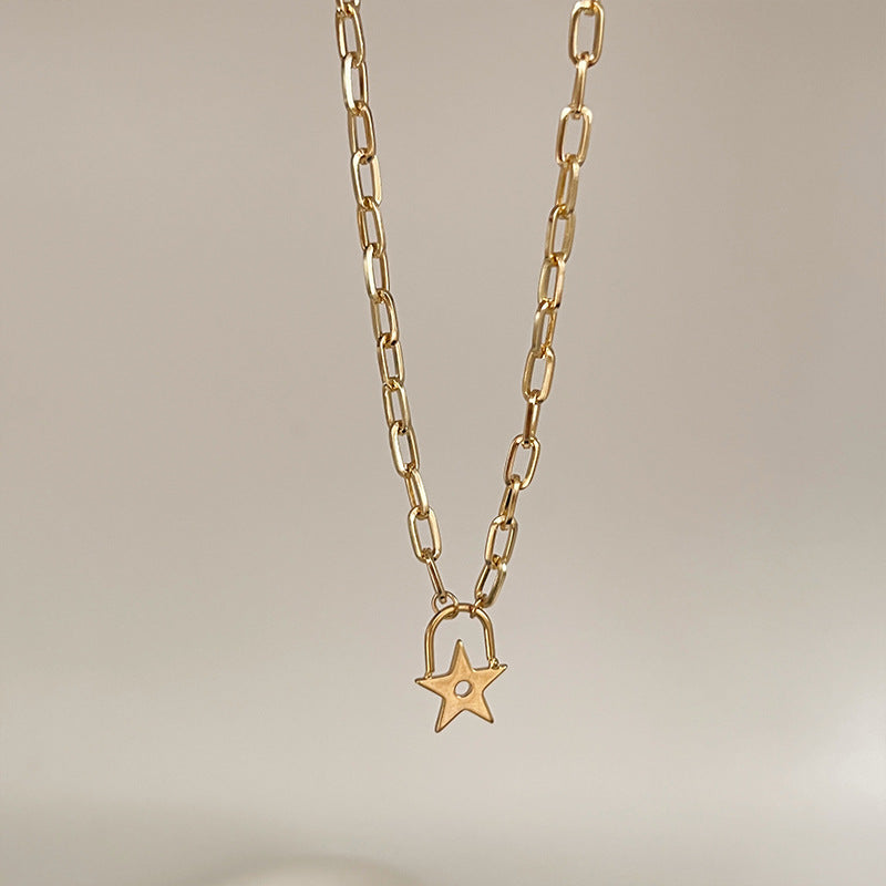 Women's Star Lock Head Simple Design Temperamental Cold Style Necklaces