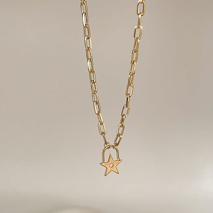 Women's Star Lock Head Simple Design Temperamental Cold Style Necklaces