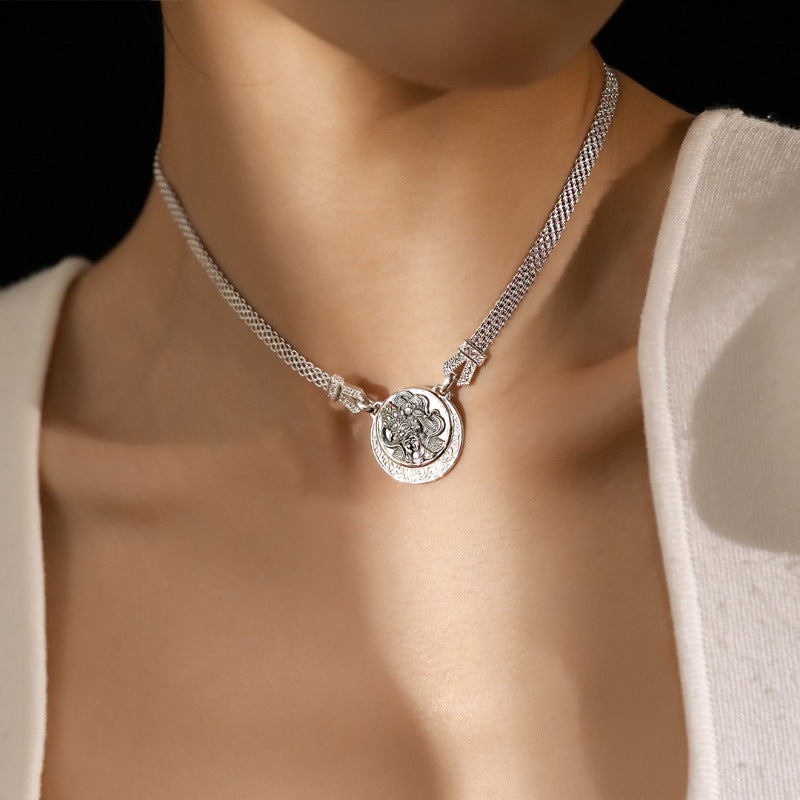 Retro Tibetan Mask Goddess Round Lace Necklaces