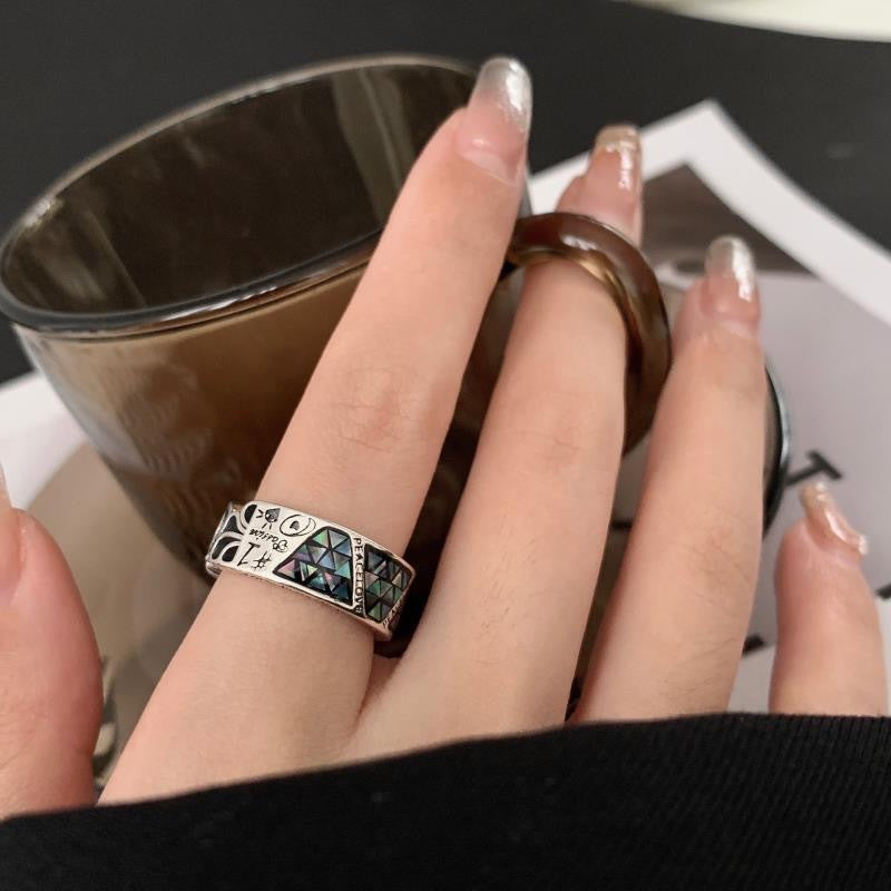 Sier-plated Totem Open Female Light Luxury Minority Rings