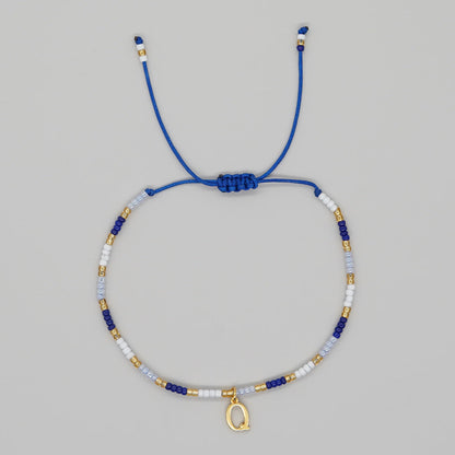 Women's Simple Style Contrast Color Bead English Letters Handmade Bracelets