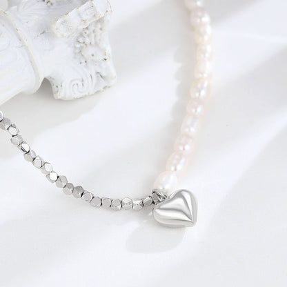 Women's Sier Freshwater Pearl Small Pieces Of Love Light Luxury Necklaces