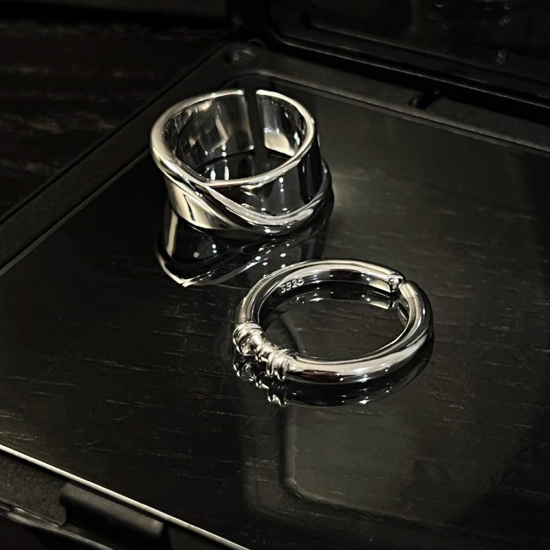 Glossy Wide Female Minimalist Stylish Simple Rings