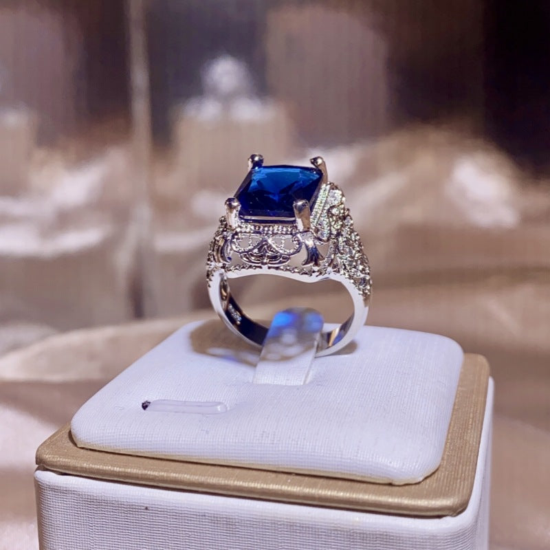 Versatile Slouchy Sier-plated Diamond Sapphire Engagement Rings