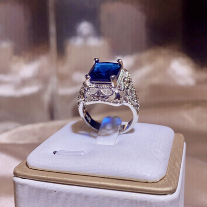Versatile Slouchy Sier-plated Diamond Sapphire Engagement Rings