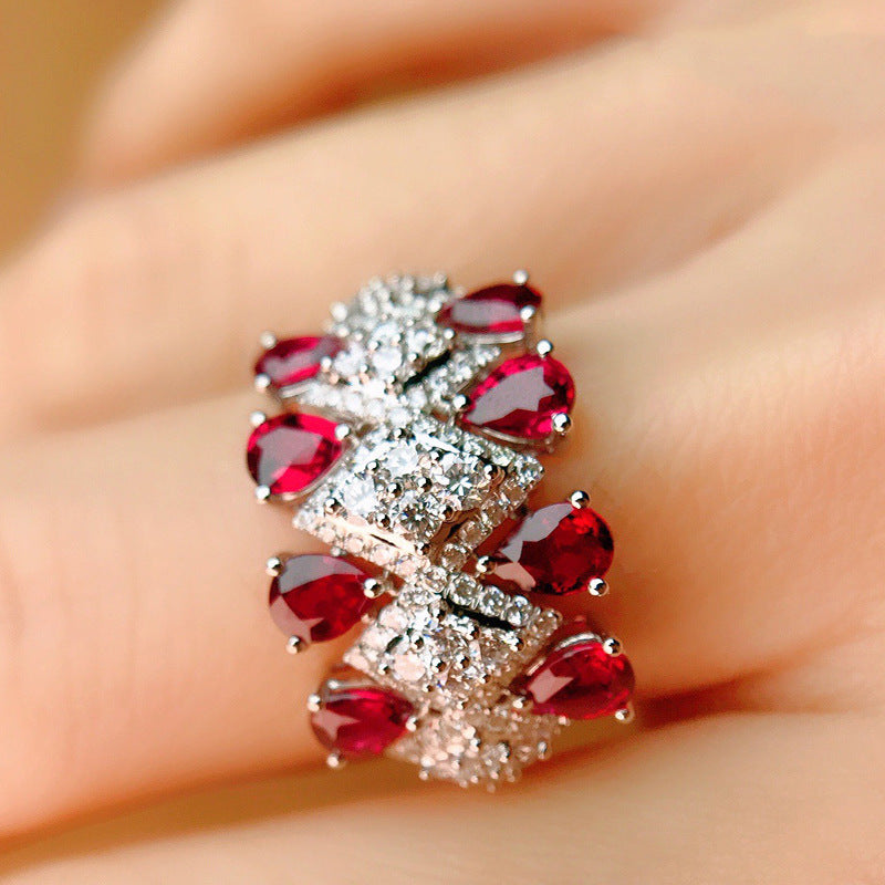 Simulation Ruby Banquet Wedding Cocktail Ball Rings