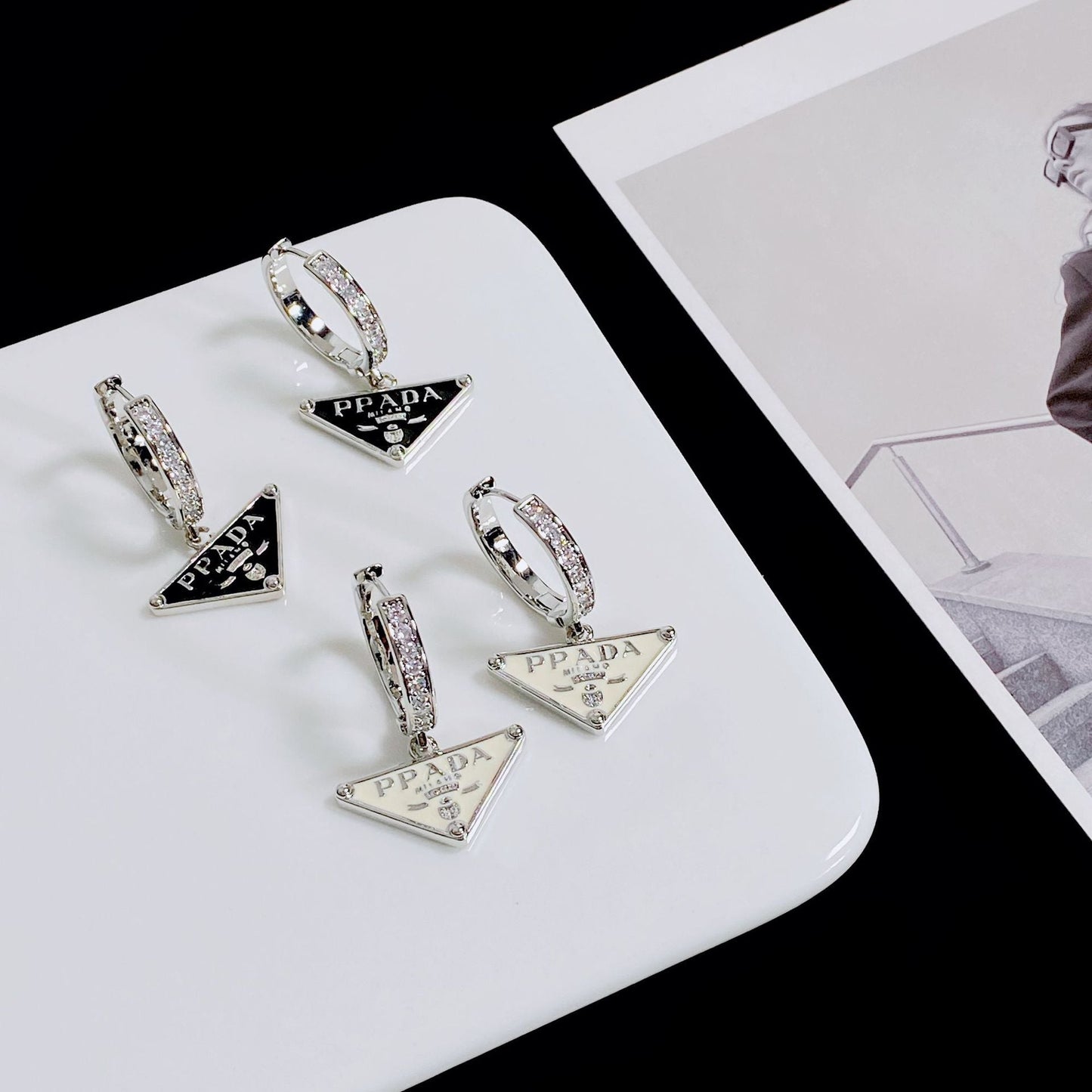 Women's Triangle Zircon Hoop Elegant High Sense Ear Clip Personalized Earrings