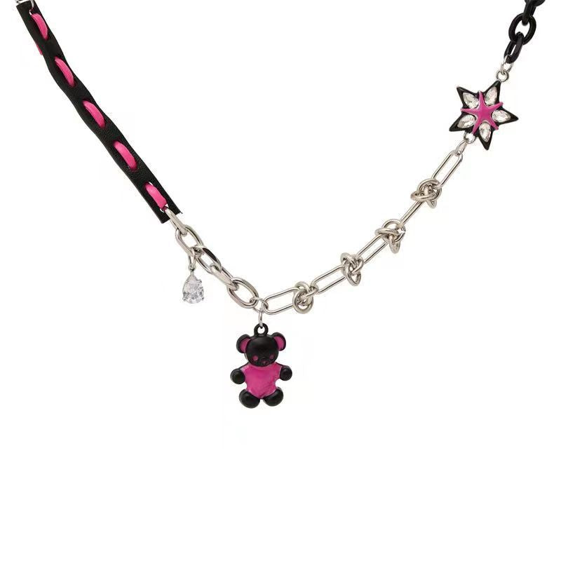 Women's Bear Pendant Leather For Light Luxury Minority Necklaces