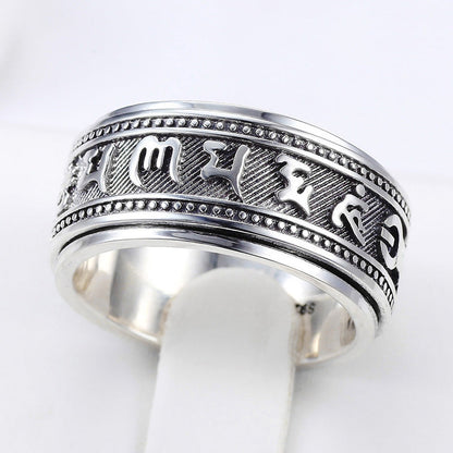 Men's Personality Thai Six Words Mantra Good Luck Domineering Rings