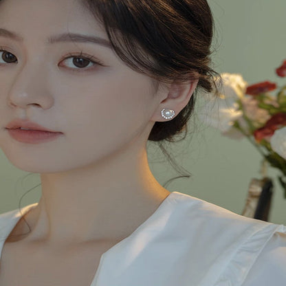 Women's Sterling Sier Natural Freshwater Pearl Heart-shaped Ear Earrings