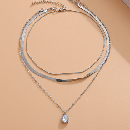 Cold Style Twin Rhinestone Temperament Clavicle Chain Sweet Necklaces