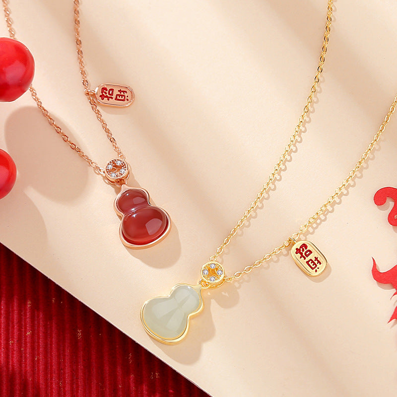 Women's Sier Good Fortune Gourd National Fashion Necklaces