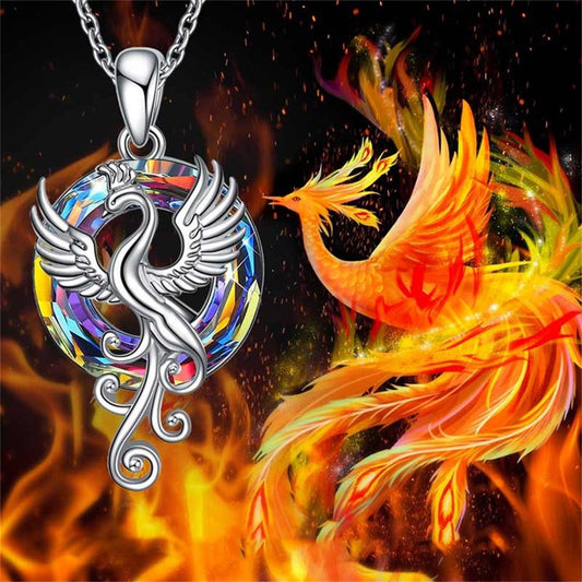 Brocade Firebird Phoenix Pendant Colorful Crystal Necklaces