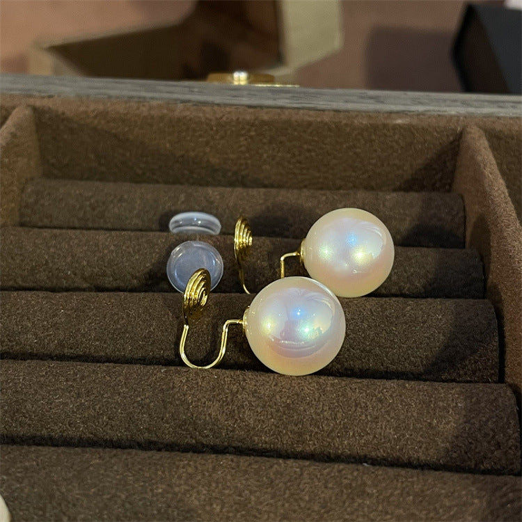 Dazzling Pearl Mosquito Coil Ear Clip Earrings