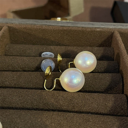 Dazzling Pearl Mosquito Coil Ear Clip Earrings