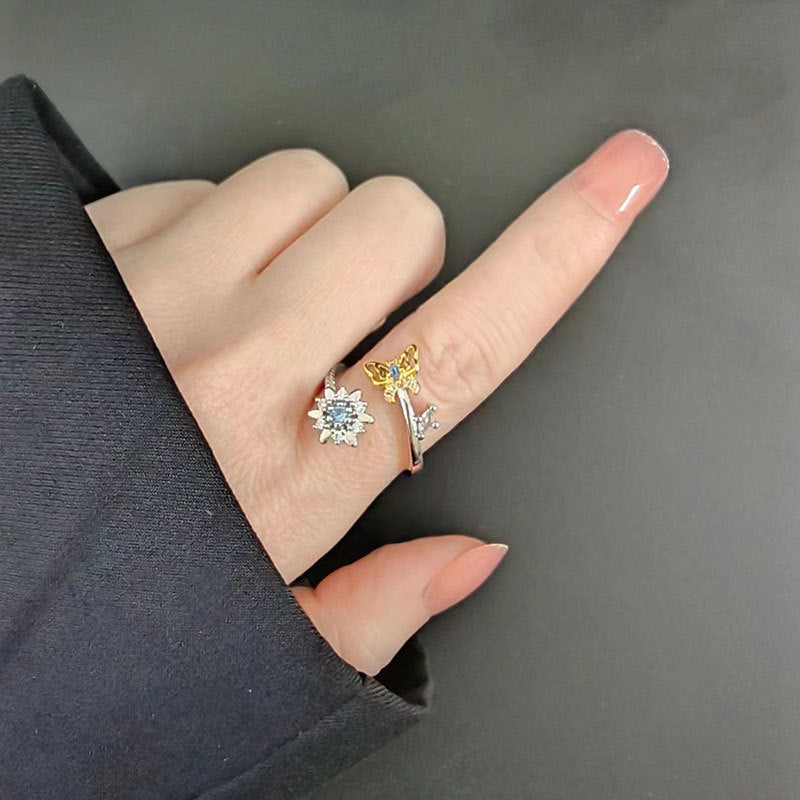 Spinning Snowflake Open Style Fancy Shape Rings