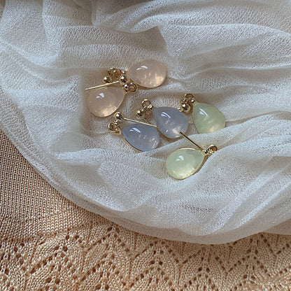 Painting Mist Blue And Orange Raindrop Earrings