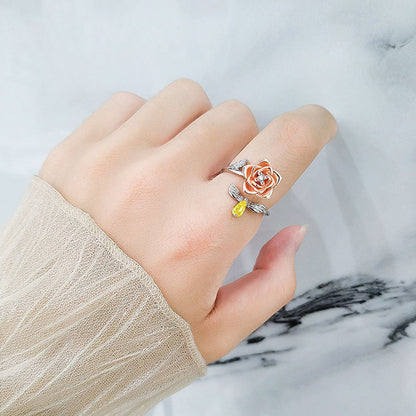 Rose Female Fashion Trendy Korean Flower Rings