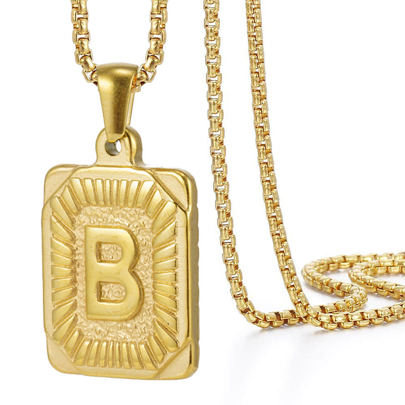 Men's Hip Hop Stainless Steel Simple Golden Necklaces