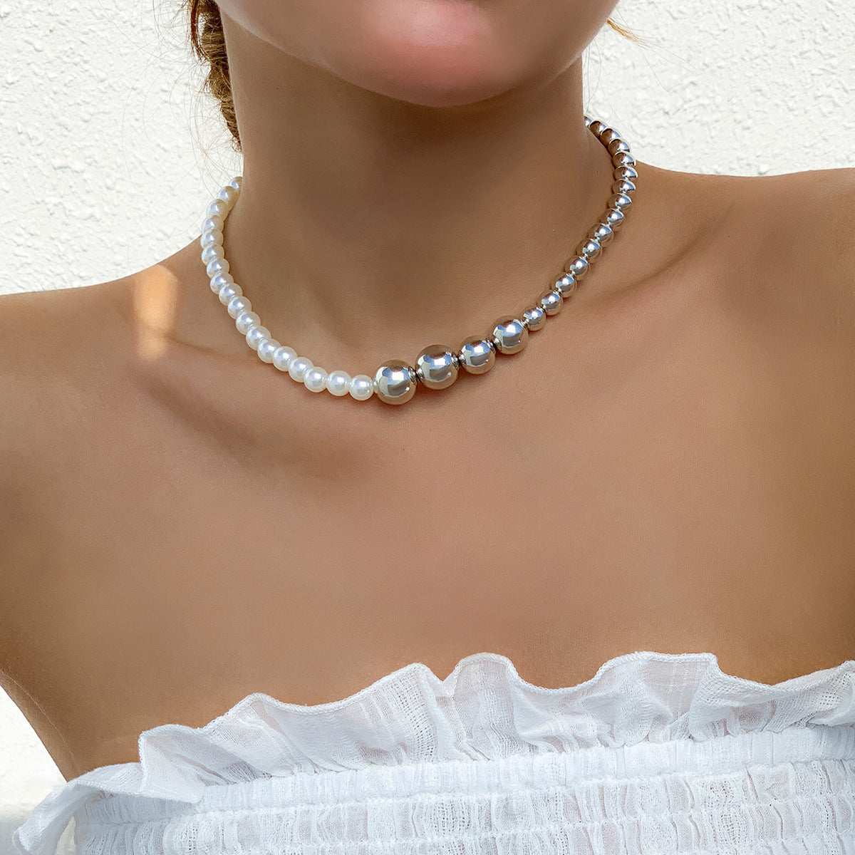 Imitation Pearl Stitching Simple Female Creative And Necklaces
