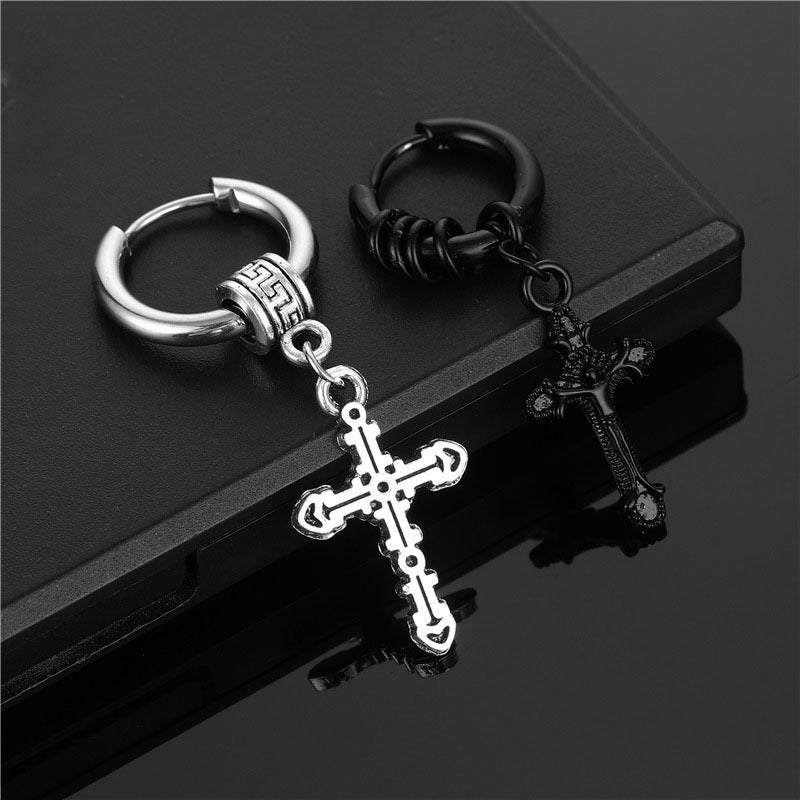 Cross Titanium Steel Korean Style Fashion Earrings