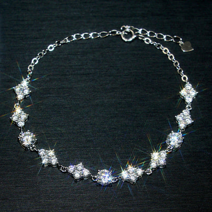 Sterling Sier Female Moissanite Shining Light Luxury Ornament Bracelets