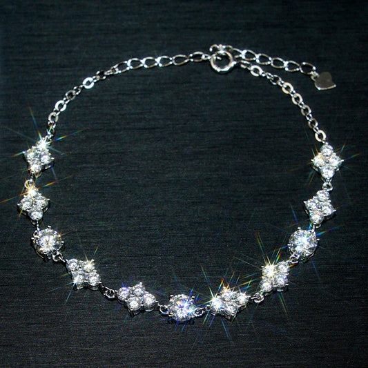 Sterling Sier Female Moissanite Shining Light Luxury Ornament Bracelets