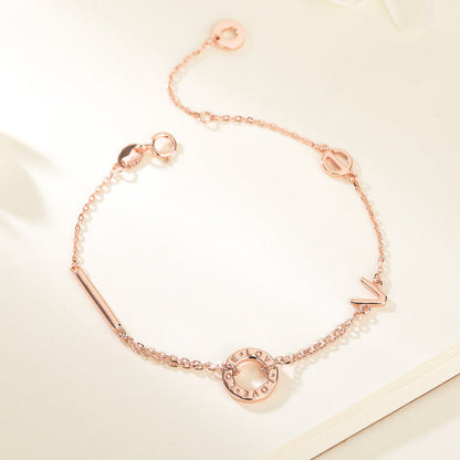Ji Xi Letter Gift Sterling Sier Rose Gold Bracelets