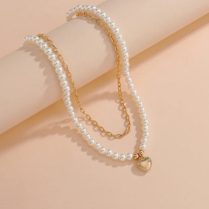 Women's Love Pendant Pearl Double Layer For Necklaces