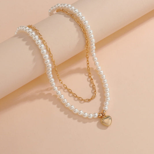 Women's Love Pendant Pearl Double Layer For Necklaces
