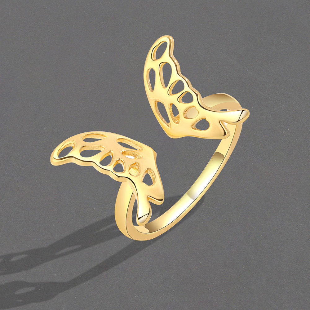 Simple Hollow Butterfly Female Golden Niche Rings