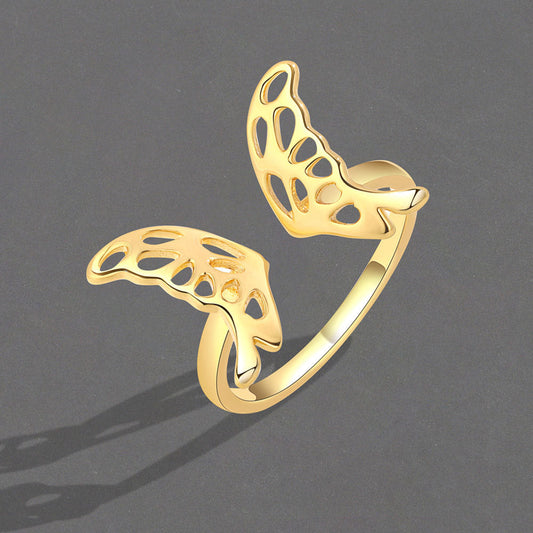 Simple Hollow Butterfly Female Golden Niche Rings