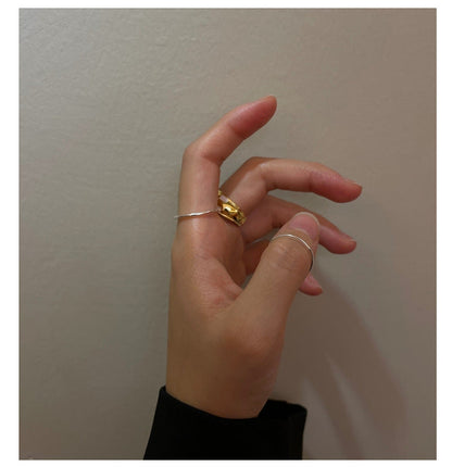 Style Niche Pleated Texture Irregular Female Rings