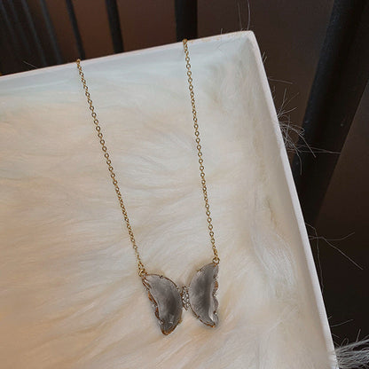 Women's Fantasy Glass Crystal Butterfly For Clavicle Necklaces