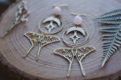 Moth Rose Quartz And Moon Bohemian Rings