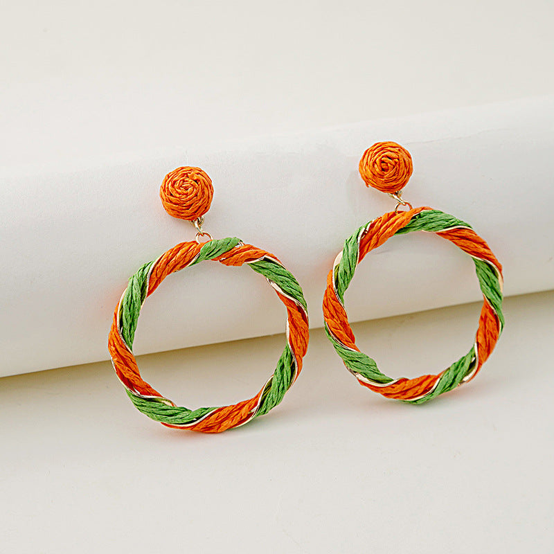 Fashion Color Raffia Woven Creative Cool Rings