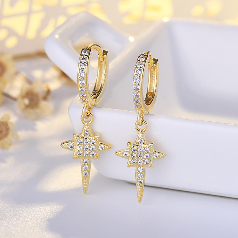 Sier Heart-shaped Ear Clip Female Fresh Refined Rhinestone Earrings