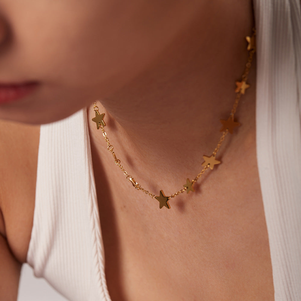 Women's Fashion Gold-plated Stainless Steel Pentagram Star Necklaces