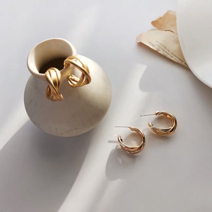 Gold Word Ear Simple Graceful Matte Rings
