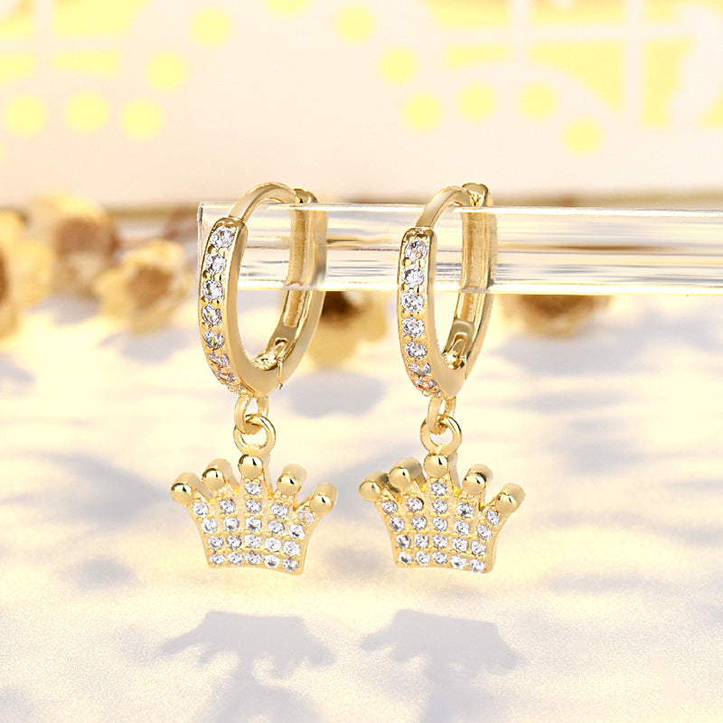 Sier Heart-shaped Ear Clip Female Fresh Refined Rhinestone Earrings