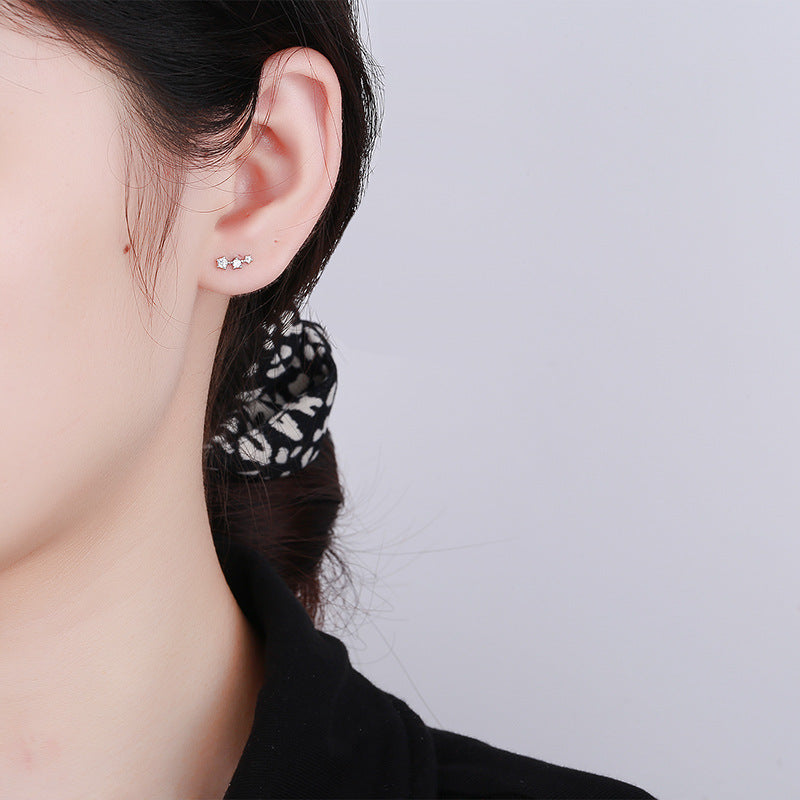 Buckle Screw Pattern Three-piece Gang Drill Earrings