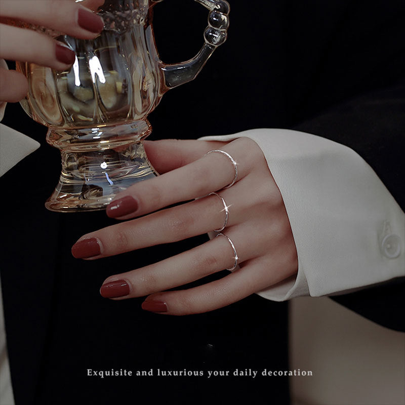 Sier Mini Zircon Simple Rhinestone Fashion Rings